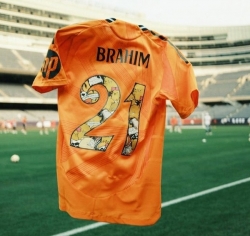 2425 RM Away orange Cartoon-number Player version Soccer Jersey