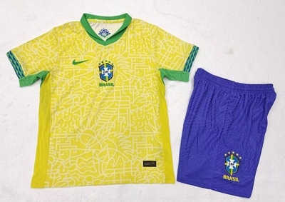 2425 Brazil Home kids Soccer Jersey