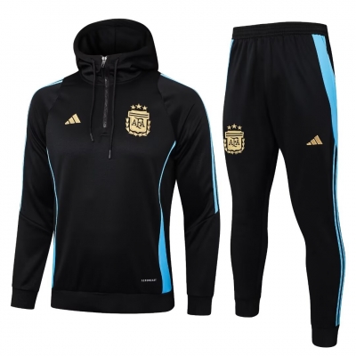 2025 Argentina black hooded training suit