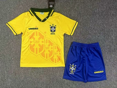 1994 Retro Brazil Home Kids Soccer Jersey