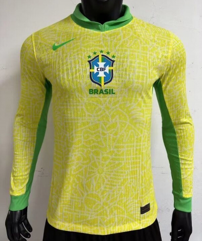 2425 Brazil Home Player Version LONG SLEEVE Soccer Jersey