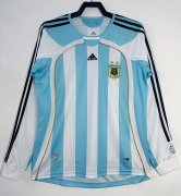 2006 Retro Argentina Home long sleeves soccer jersey