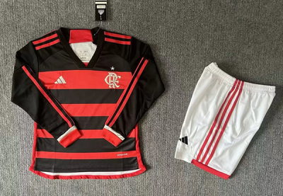 2425 Flamengo home long sleeves kids soccer jersey